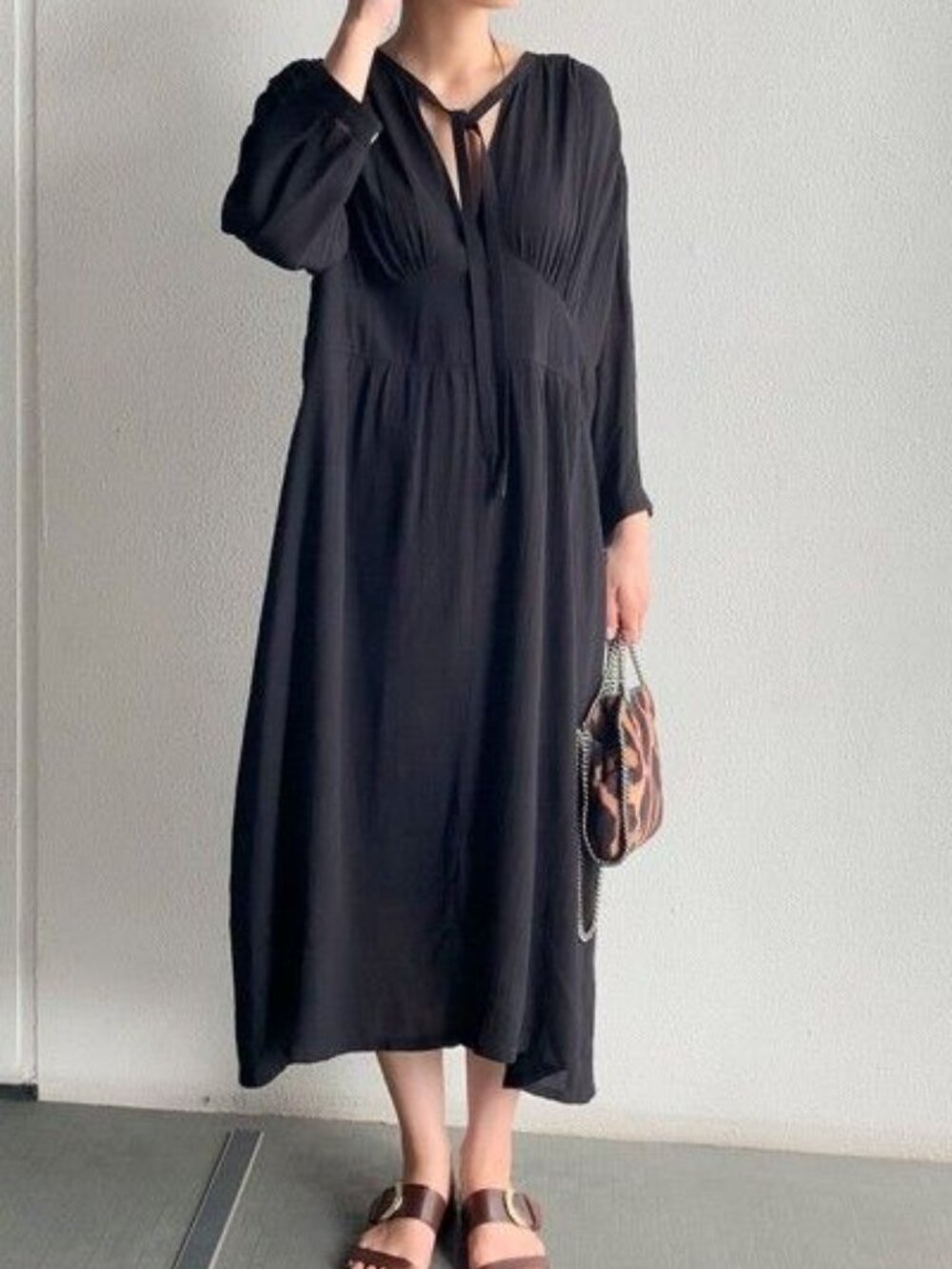Uniqlo - Lemaire U Bow Tie 3/4 Sleeve Dress 291-430967(03-16) | Small | Navy - Picture 16 of 16